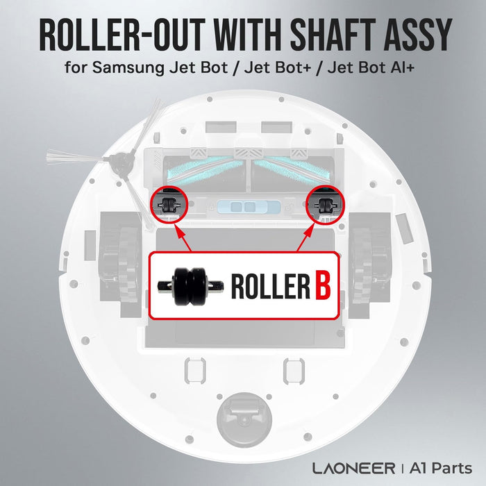 Roller-out Roller With Shaft for Samsung JetBot/Jet Bot+ Robot Vacuum Cleaner VR30T85513W / VR30T80313W / VR8000T Wheels