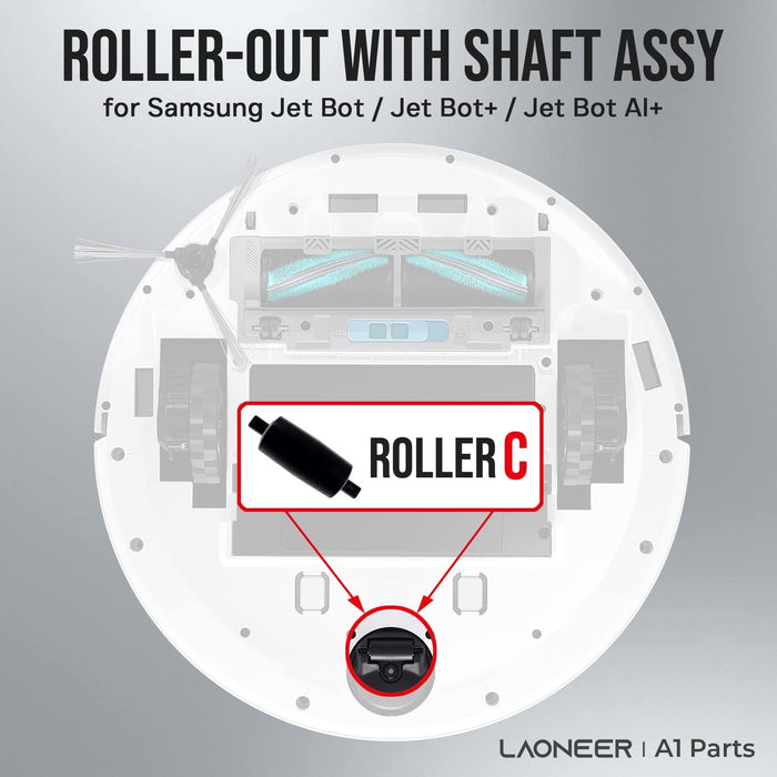 Roller-out Roller With Shaft for Samsung JetBot/Jet Bot+ Robot Vacuum Cleaner VR30T85513W / VR30T80313W / VR8000T Wheels