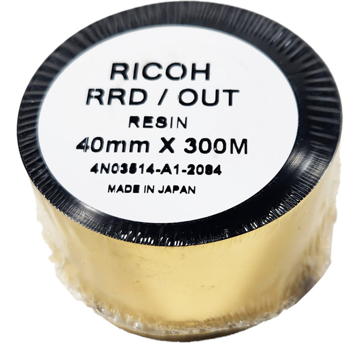 RICOH RRD D110A Care Resin Ribbon Black 40mm x 300M, Flat Head / Near edge