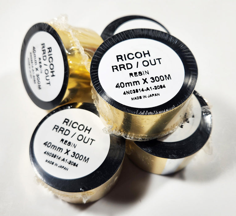 RICOH RRD D110A Care Resin Ribbon Black 40mm x 300M, Flat Head / Near edge