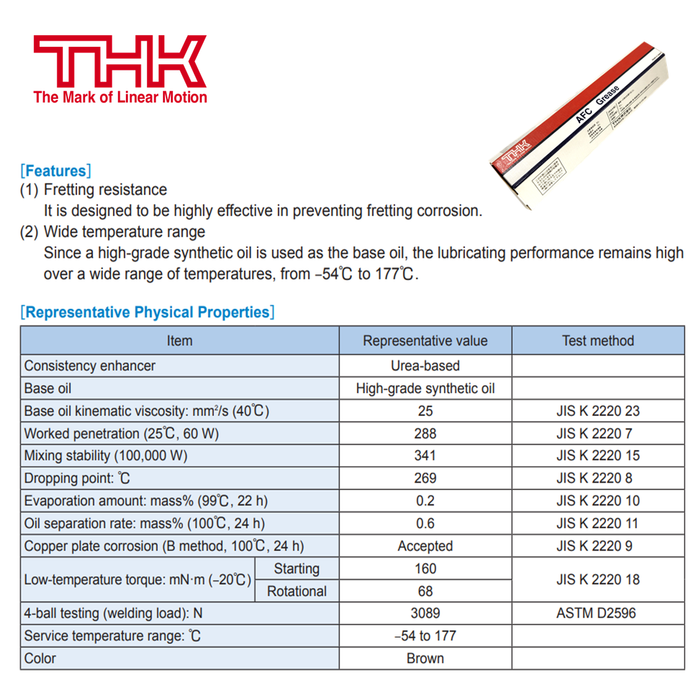 THK AFC 70g Grease for Lubricating Linear Guide Rails Bearings Environments